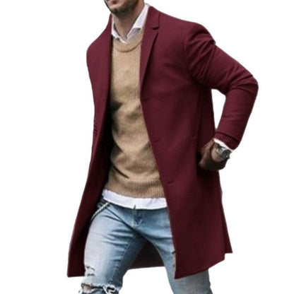 Herren Longcoat Tailliert Schmal Modern