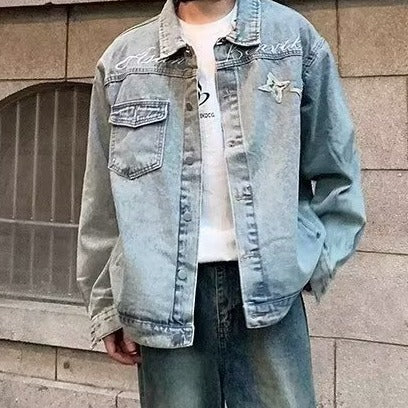 Herren Denimjacke Lässig Mit Kreativen Details Modern