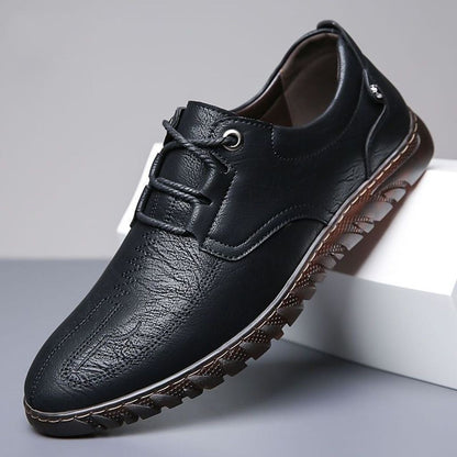 Herren Leder Schuhe Freizeitschuhe Rutschfest Schwarz