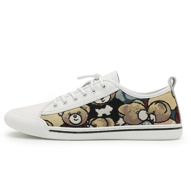 Damen Sneaker Bären Motiv Rutschfest Schwarz