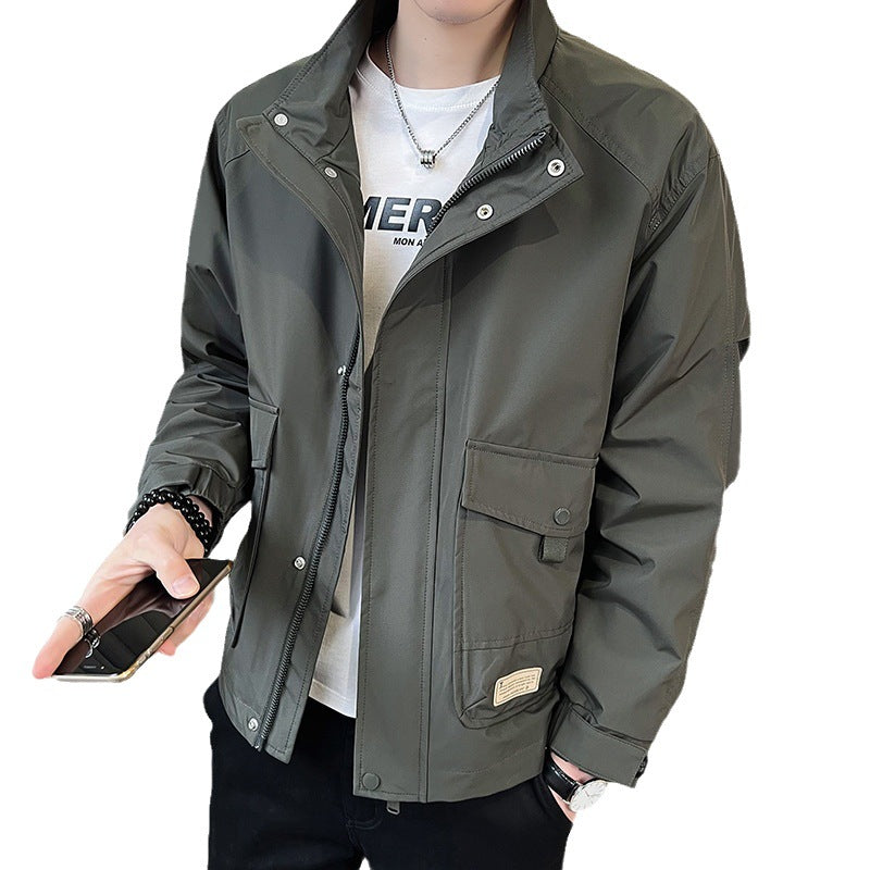 Herren Feldjacke Modern mit Taschen und Verstellbarem Kragen