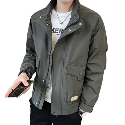 Herren Feldjacke Modern mit Taschen und Verstellbarem Kragen