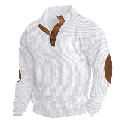 Herren Pullover Lederakzente Reißverschluss Modern