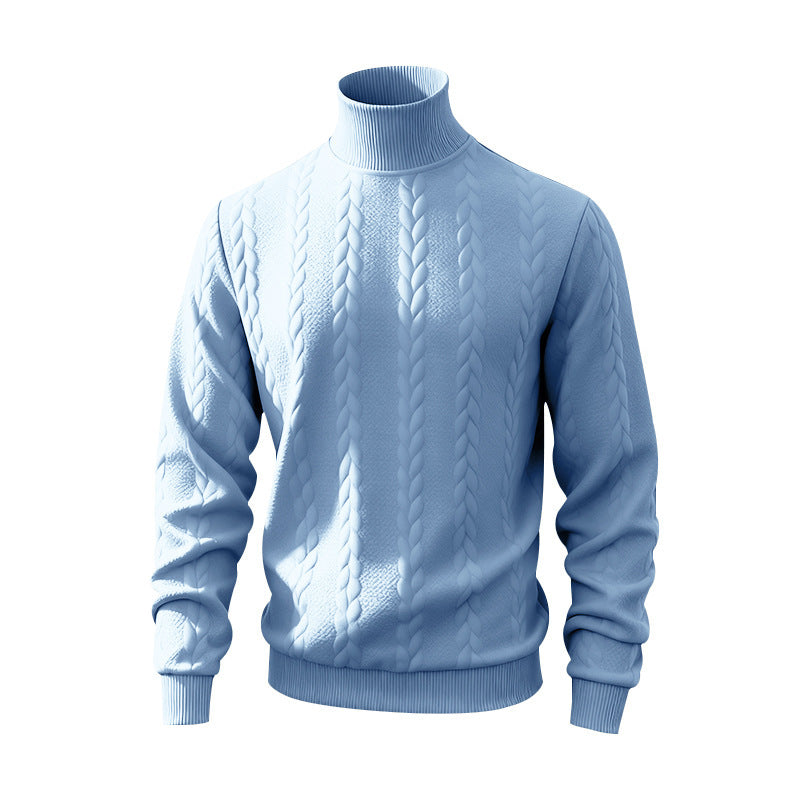 Herren Pullover Stehkragen Zopfmuster Strick