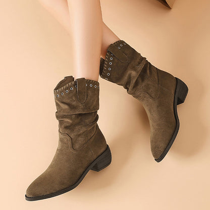 Damen Stiefeletten Antik-Look Nieten Flexibel