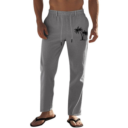 Herren Leinenhose Leicht Mit Kordelzug Sommer