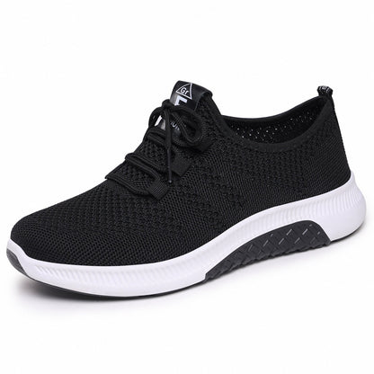 Damen Sneaker Bequem Atmungsaktiv Elastisch Schnüren