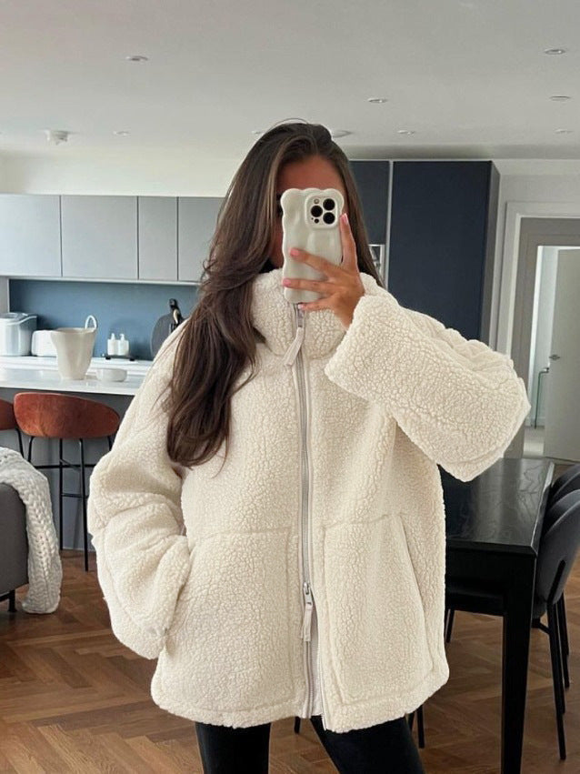 Große Fleecejacke Damen Oversized Warm