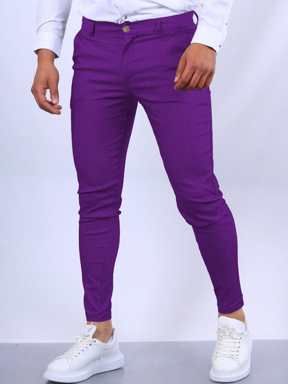 Herren Slim Fit Hose Leicht Baumwolle Modern
