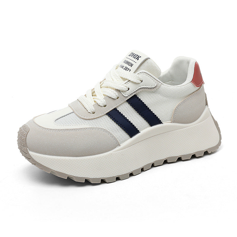 Damen Plateausneaker Hoch Atmungsaktiv Mesh Weiß