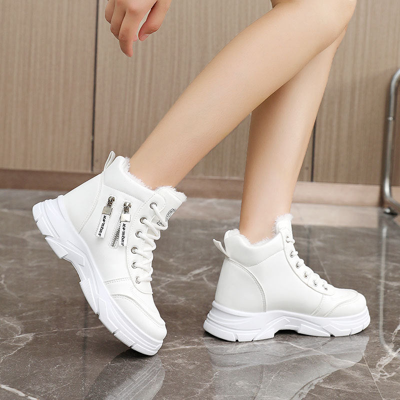Damen Sneaker High-Top Warmfutter Reißverschluss Modisch