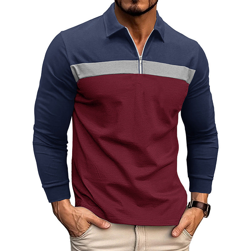 Herren Langarmshirt Modern mit Stehkragen und Kontrastnähten - BerlinGlamour
