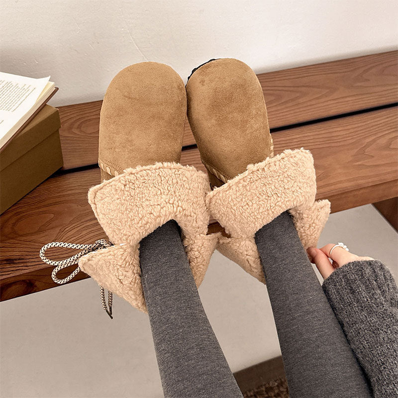 Damen Winterboots Weich Warm Schnürboots Frauenstiefel