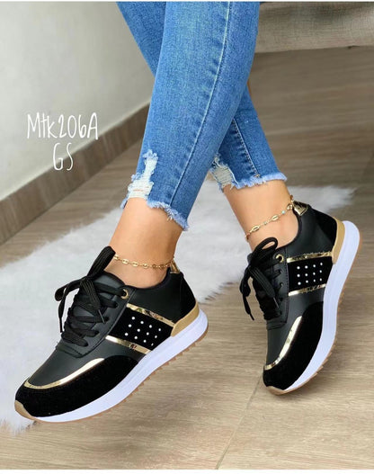 Damen Sneaker Sportlich Glitzer Schuhe Frauen