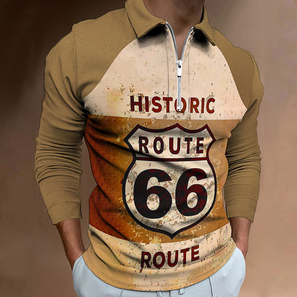 Herren Sportshirt Langarm Retro Design Reißverschluss - BerlinGlamour