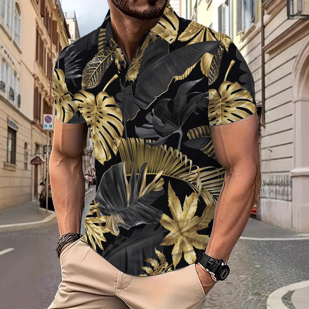 Herren Hemd Kurzarm Blumenmuster Modern Berlin Style - BerlinGlamour