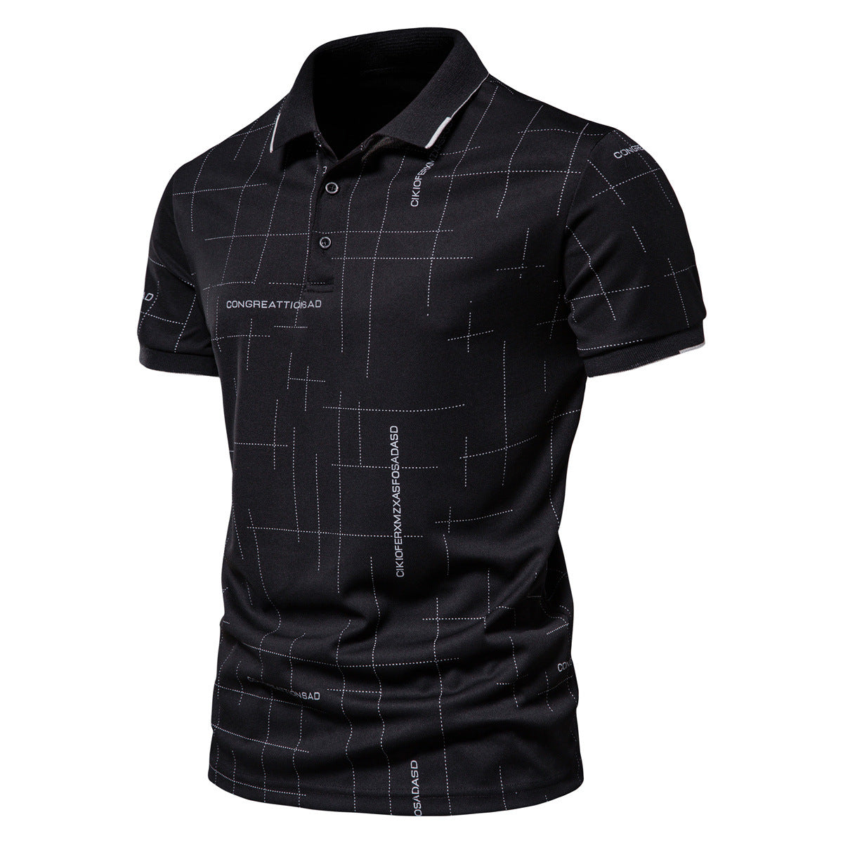 Herren Polohemd Modern Grafik Print Slim Fit