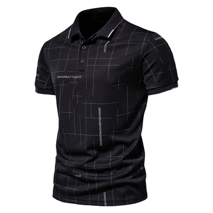 Herren Polohemd Modern Grafik Print Slim Fit