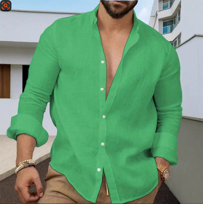 Herren Leinenhemd Lässig Sommerlich Elegant