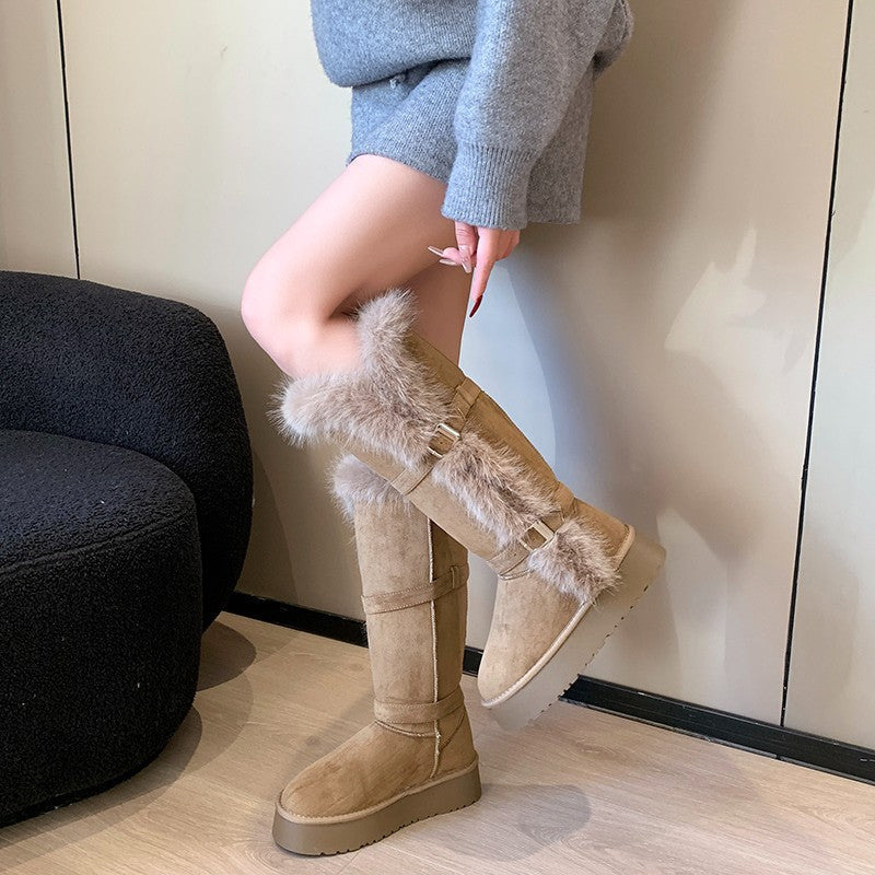 Damen Winterstiefel Kuschelig Weiches Kunstfell Warm