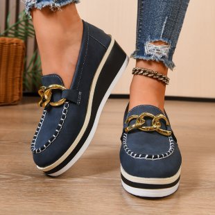 Damen Mokassinschuhe Schnallen-Design Komfort Fußbett