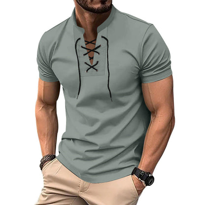 Herren Poloshirt Lässig Mit Schnürung Modern Style
