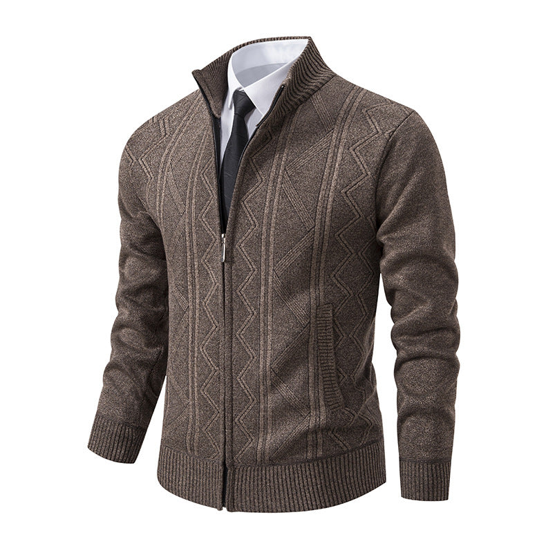 Herren Strickjacke Modern mit Reißverschluss Hochkragen