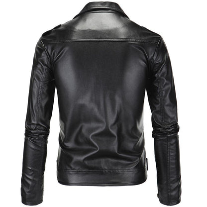 Herren Lederjacke Biker Stil Kunstleder Schwarz Modern