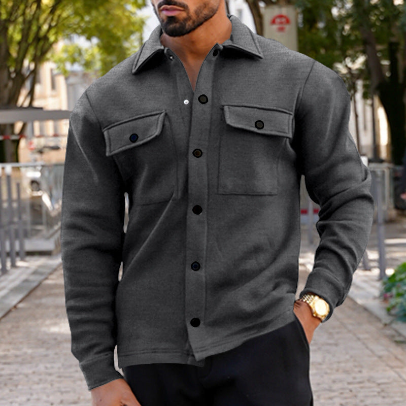 Herren Outdoor-Jacke mit Knöpfen und Taschen Praktisch Schwarz - BerlinGlamour