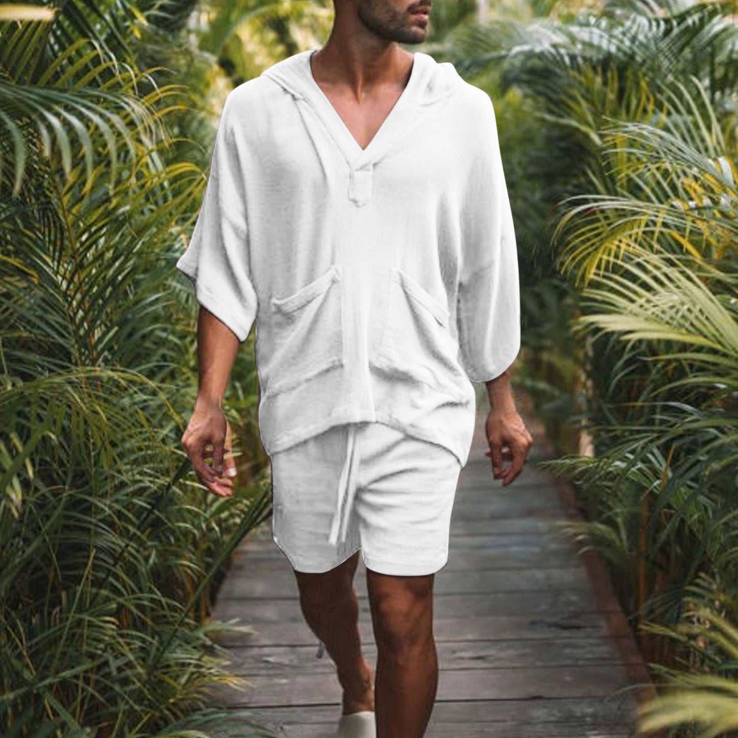 Herren Pullover Kapuzenpullover Locker mit Seitentaschen Lässig
