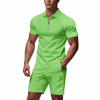 Herren Sportset Kurzarm Reißverschluss Funktionsshirt Modern
