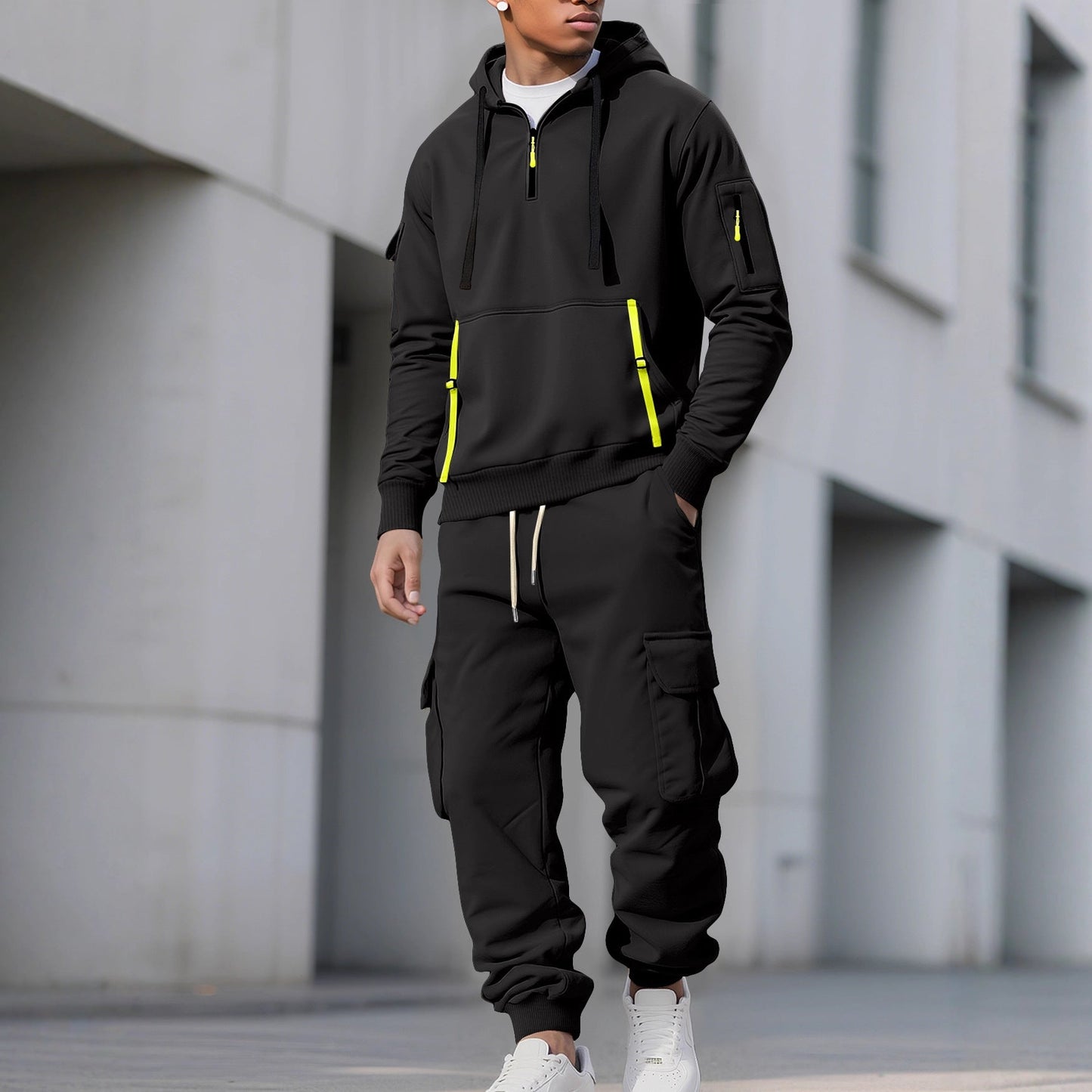 Herren Sportanzug Kapuze Taschen Funktionell Modern