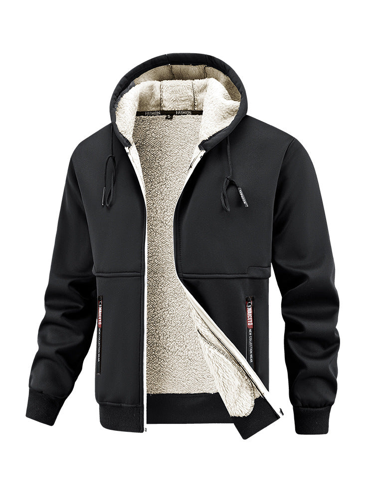Herren Kapuzenjacke Warm Kuschelig Taschen