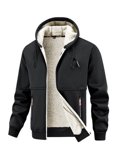 Herren Kapuzenjacke Warm Kuschelig Taschen