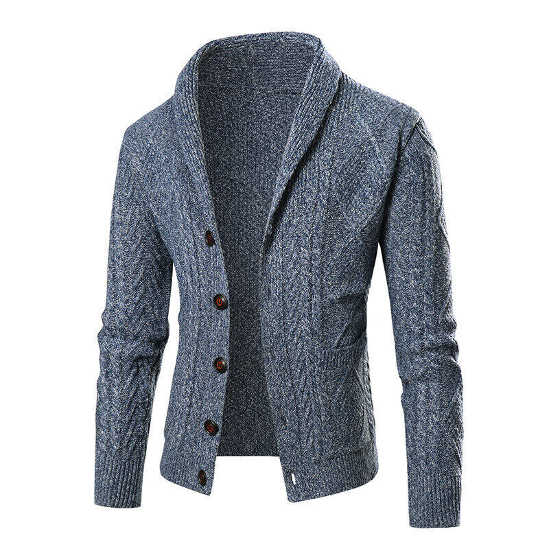 Herren Strickjacke Klassisch mit Knöpfen und Kabelmuster