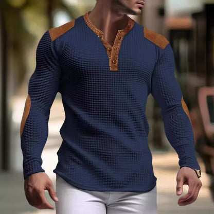 Herren Langarm-Shirt mit Struktur-Gewebe und Kontrast-Details