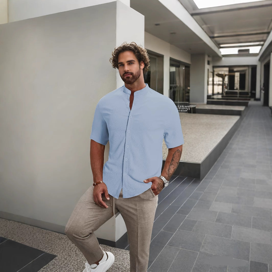 Herren Kurzarmhemd Modern Komfortabel Sommer