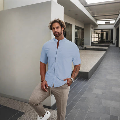 Herren Kurzarmhemd Modern Komfortabel Sommer