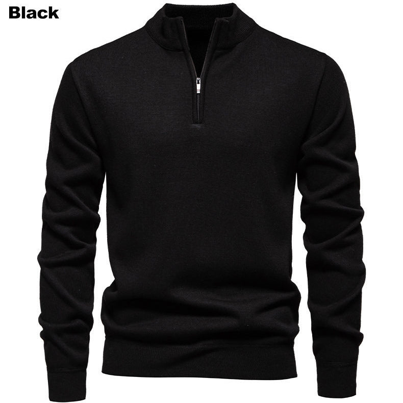 Herren Strickpullover Kurzarm mit Reißverschluss