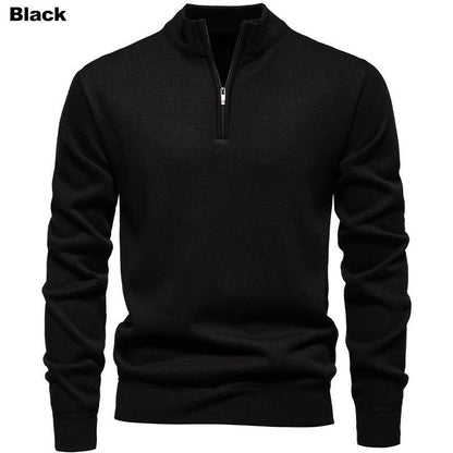 Herren Strickpullover Kurzarm mit Reißverschluss
