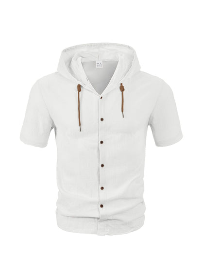 Herren Kapuzenshirt Lässig Leicht Mit Knopfleiste
