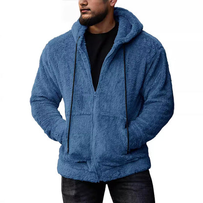 Herren Fleecejacke Warm Kapuze Taschen Sportlich - BerlinGlamour