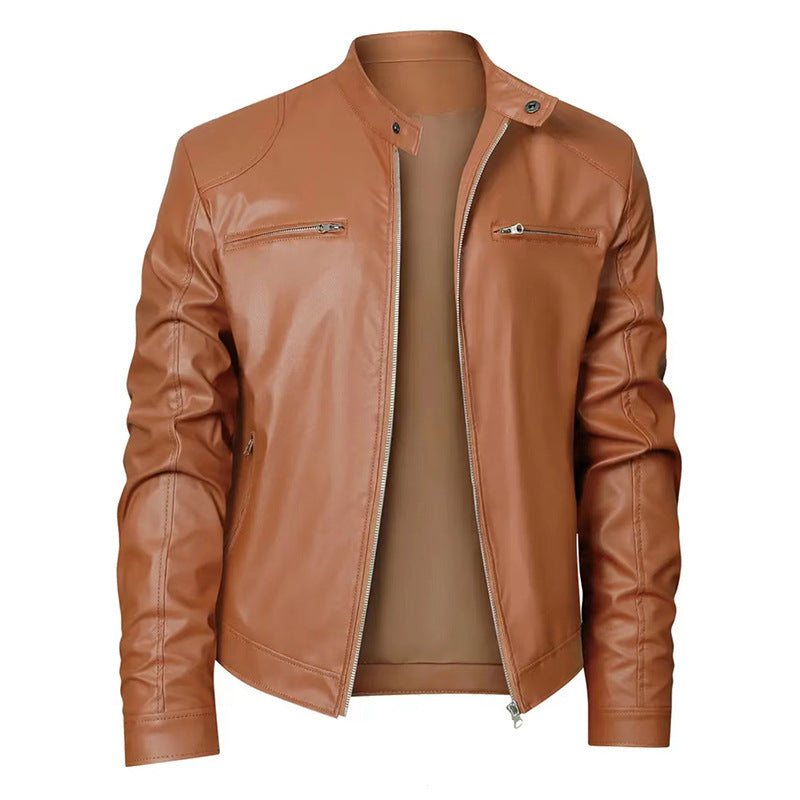 Lederjacke Herren Bikerjacke Schwarz mit Reißverschluss - BerlinGlamour