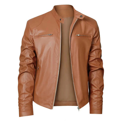 Lederjacke Herren Bikerjacke Schwarz mit Reißverschluss - BerlinGlamour