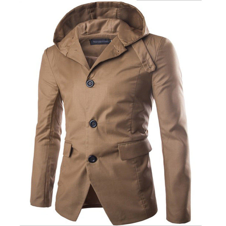 Herren Blazerjacke Modern mit Kapuze Schwarz