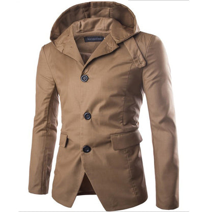 Herren Blazerjacke Modern mit Kapuze Schwarz