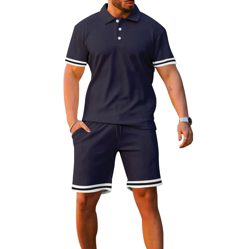 Herren Poloshirt und Shorts Set Atmungsaktiv Sommer