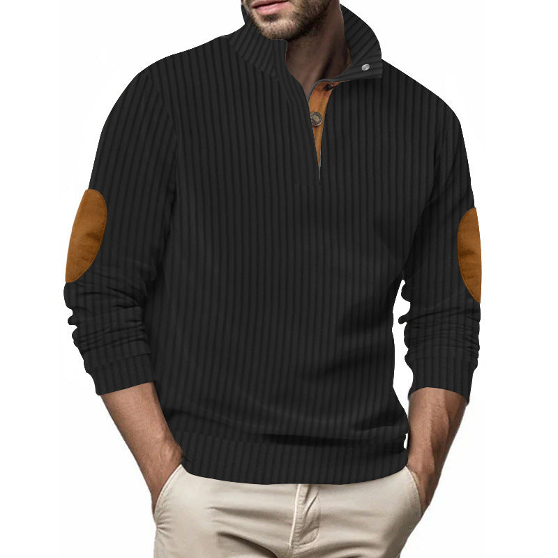 Herren Pullover Strukturiert Kontrast Patches Modern