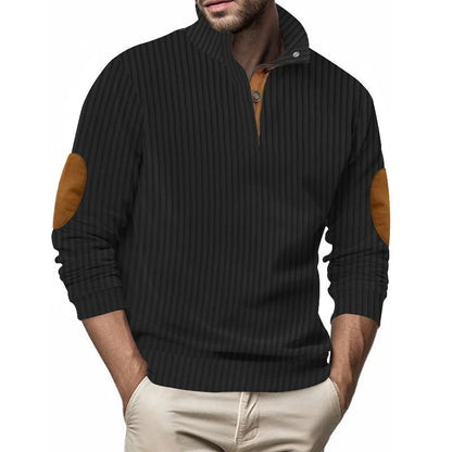 Herren Pullover Strukturiert Kontrast Patches Modern