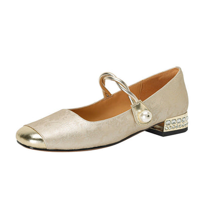 Elegante Damen Ballerinas mit Perlen Schmuck